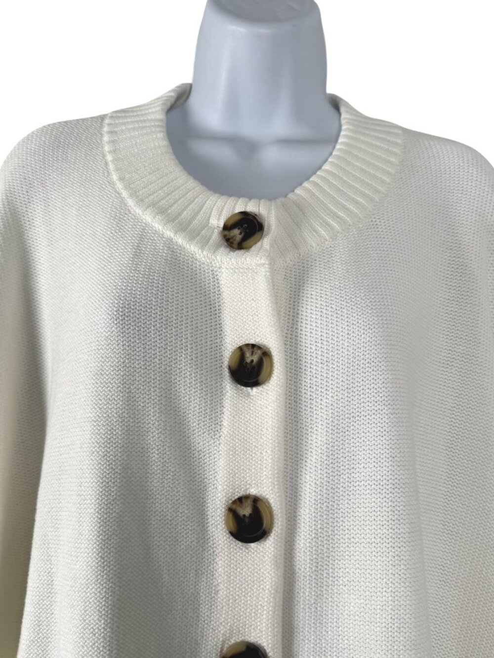 Quince Organic Cotton Cropped Cardigan Sweater Womens XL Ivory Solid FS-1541 - Picture 4 of 9